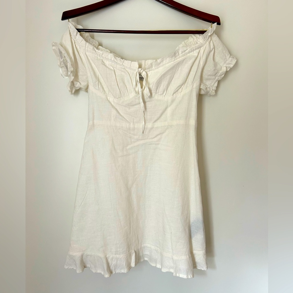Romantic UO Off the shoulder white mini dress